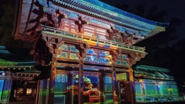 大宮・武蔵一宮氷川神社でプロジェクションマッピング「時結びの杜」　楼門や境内が幻想的な空間に